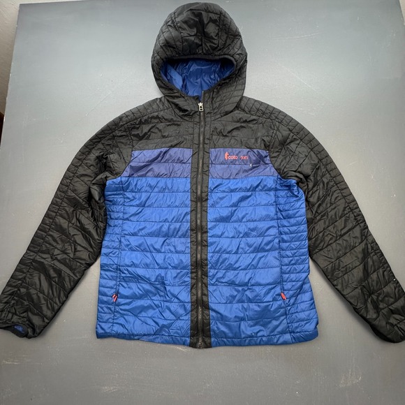 Cotopaxi Jacket Men's L Hooded Insulated Puffer Blue Black Lightweight Outdoor - Picture 1 of 16